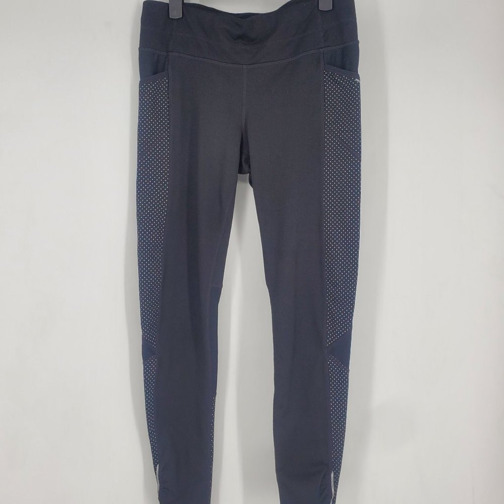 Athleta Black/ White Poka Dots Leggins Front Pockets Size S RN54023